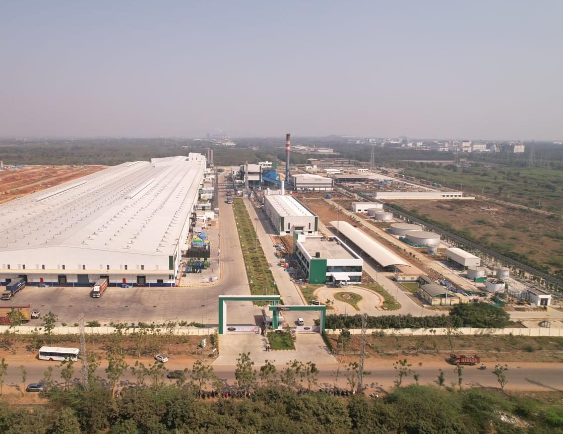 Aerial view of the Vizag tire plant at Phase 1 completion