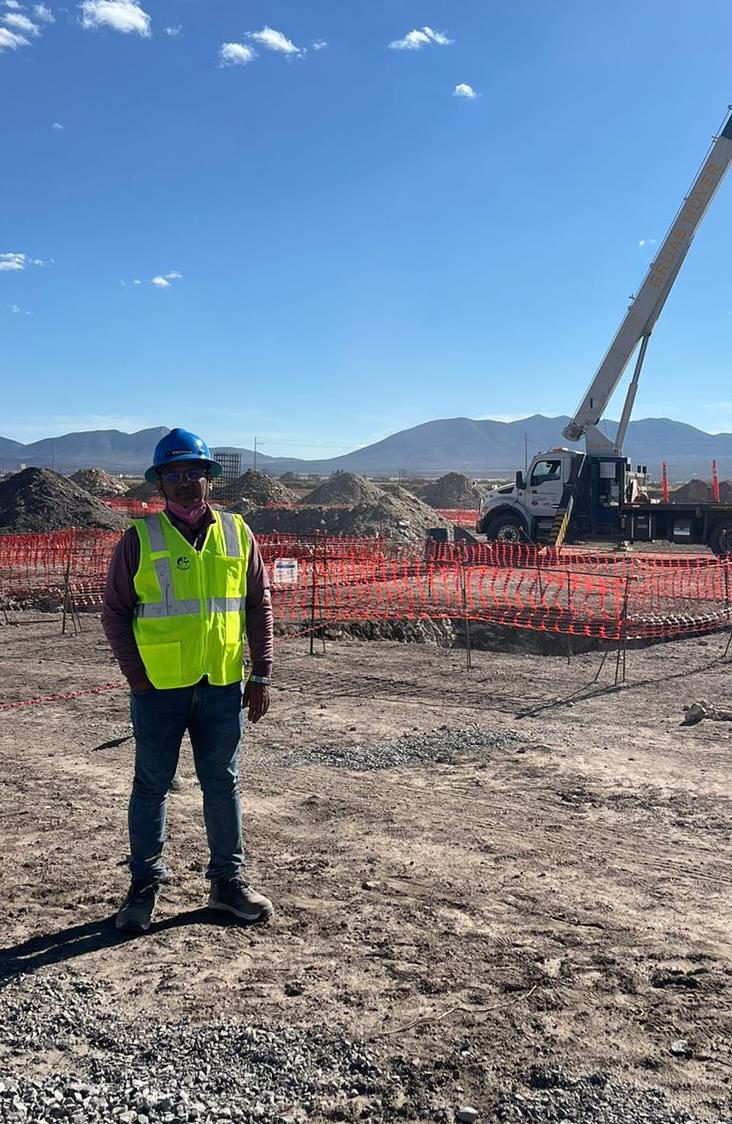Greenfield tire plant site under construction at foundation stage